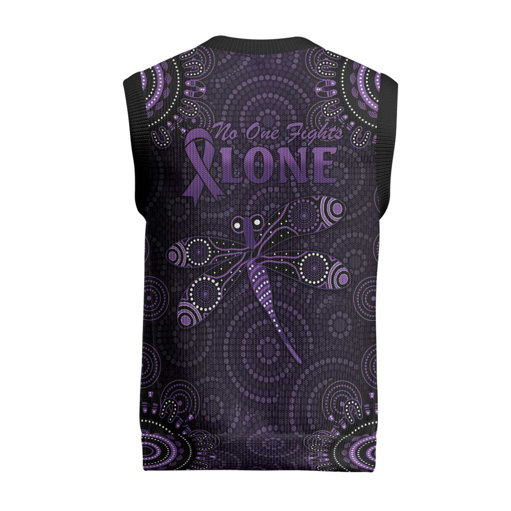 Purple Dragonfly Aboriginal of Hope Christmas Knitted V-Neck Vest Australian Epilepsy Awareness - Aussie Hoodie