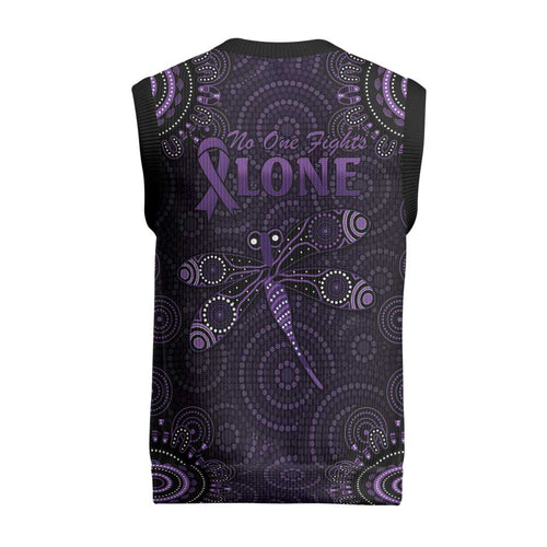 Purple Dragonfly Aboriginal of Hope Christmas Knitted V-Neck Vest Australian Epilepsy Awareness - Aussie Hoodie