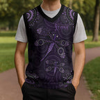 Purple Dragonfly Aboriginal of Hope Christmas Knitted V-Neck Vest Australian Epilepsy Awareness - Aussie Hoodie