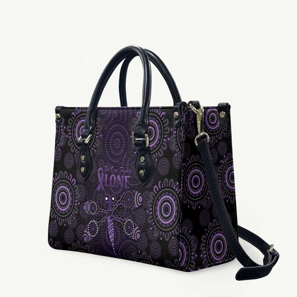 Purple Dragonfly Aboriginal of Hope Leather Bag Australian Epilepsy Awareness - Aussie Hoodie