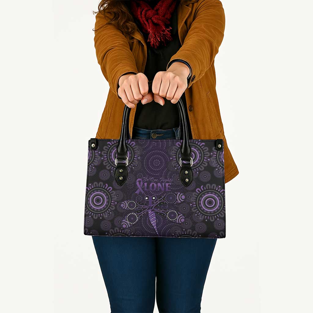 Purple Dragonfly Aboriginal of Hope Leather Bag Australian Epilepsy Awareness - Aussie Hoodie