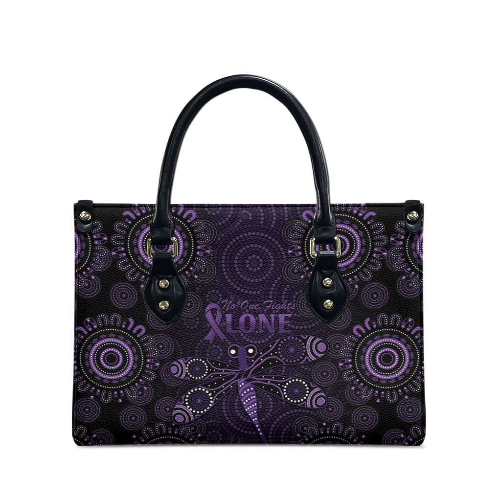 Purple Dragonfly Aboriginal of Hope Leather Bag Australian Epilepsy Awareness - Aussie Hoodie