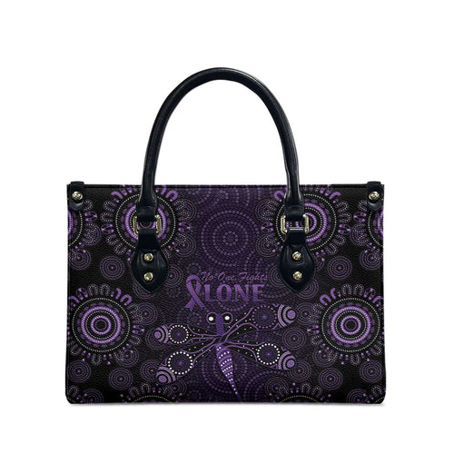 Purple Dragonfly Aboriginal of Hope Leather Bag Australian Epilepsy Awareness - Aussie Hoodie
