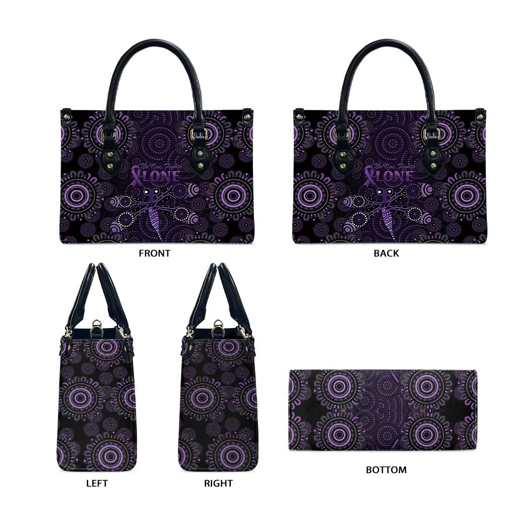 Purple Dragonfly Aboriginal of Hope Leather Bag Australian Epilepsy Awareness - Aussie Hoodie