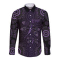 Purple Dragonfly Aboriginal of Hope Long Sleeve Button Shirt Australian Epilepsy Awareness - Aussie Hoodie