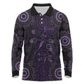Purple Dragonfly Aboriginal of Hope Long Sleeve Polo Shirt Australian Epilepsy Awareness - Aussie Hoodie