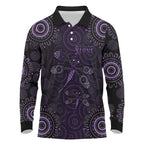 Purple Dragonfly Aboriginal of Hope Long Sleeve Polo Shirt Australian Epilepsy Awareness - Aussie Hoodie