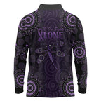 Purple Dragonfly Aboriginal of Hope Long Sleeve Polo Shirt Australian Epilepsy Awareness - Aussie Hoodie