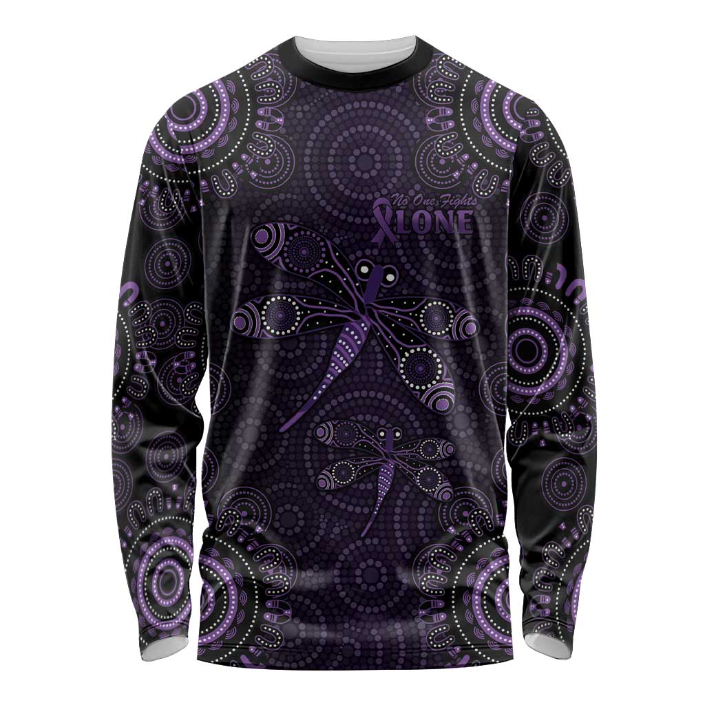 Purple Dragonfly Aboriginal of Hope Long Sleeve Shirt Australian Epilepsy Awareness - Aussie Hoodie