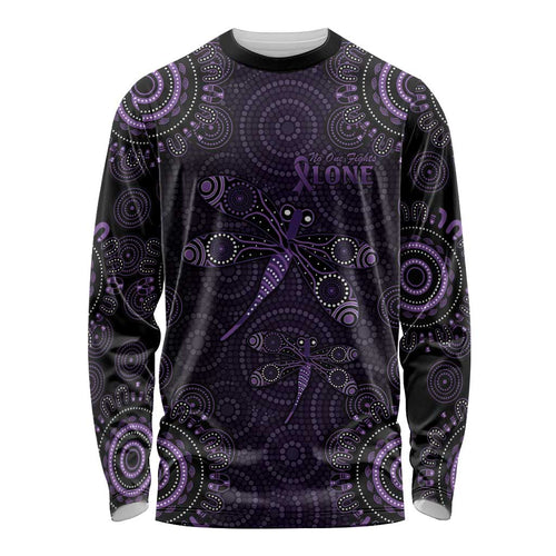 Purple Dragonfly Aboriginal of Hope Long Sleeve Shirt Australian Epilepsy Awareness - Aussie Hoodie