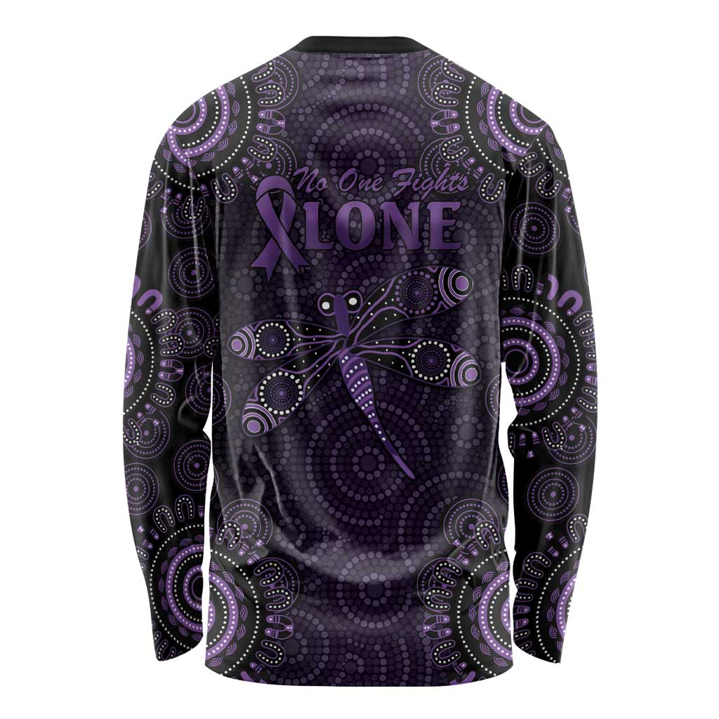 Purple Dragonfly Aboriginal of Hope Long Sleeve Shirt Australian Epilepsy Awareness - Aussie Hoodie