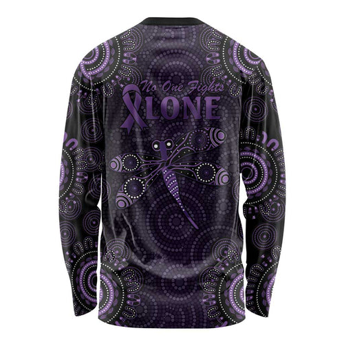 Purple Dragonfly Aboriginal of Hope Long Sleeve Shirt Australian Epilepsy Awareness - Aussie Hoodie