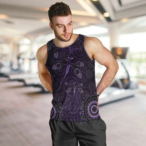 Purple Dragonfly Aboriginal of Hope Men Tank Top Australian Epilepsy Awareness - Aussie Hoodie