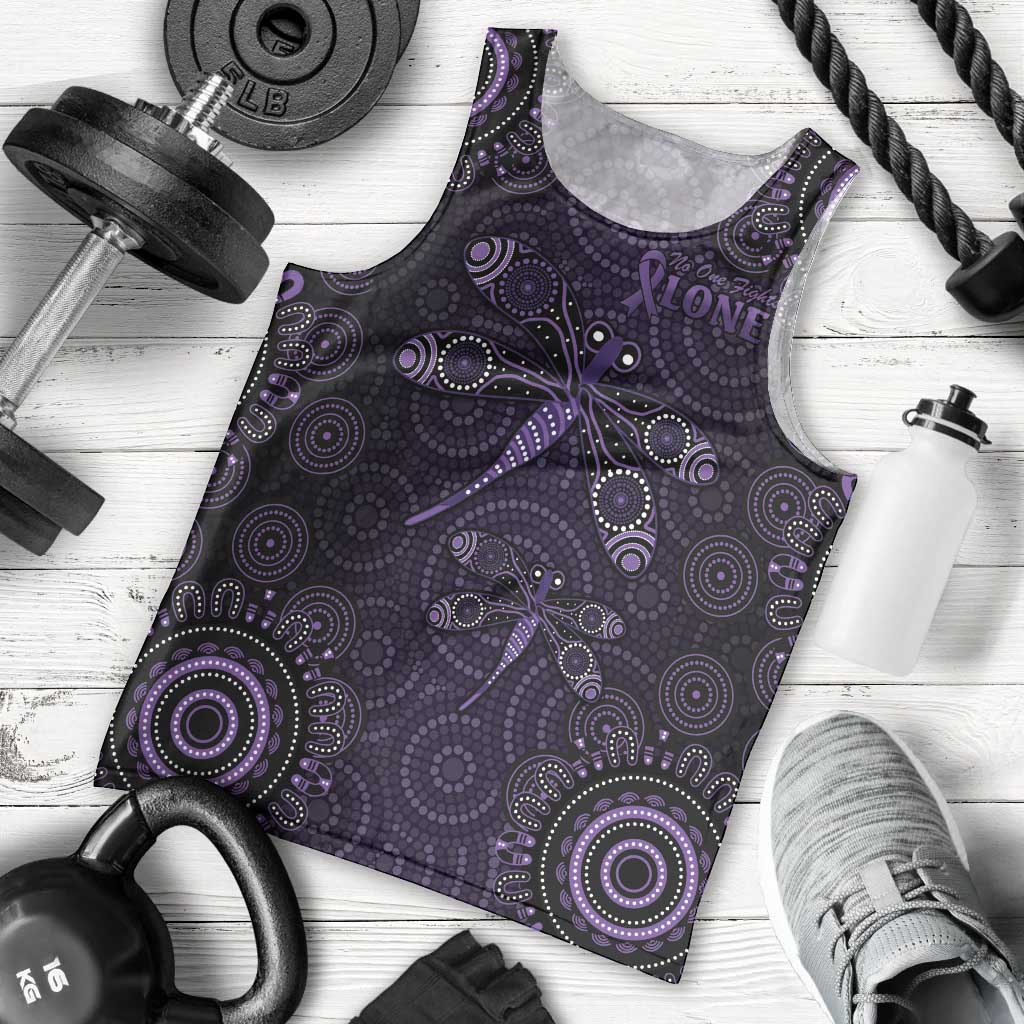 Purple Dragonfly Aboriginal of Hope Men Tank Top Australian Epilepsy Awareness - Aussie Hoodie