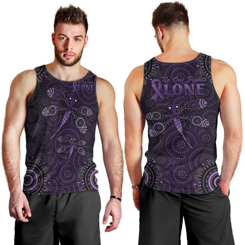 Purple Dragonfly Aboriginal of Hope Men Tank Top Australian Epilepsy Awareness - Aussie Hoodie