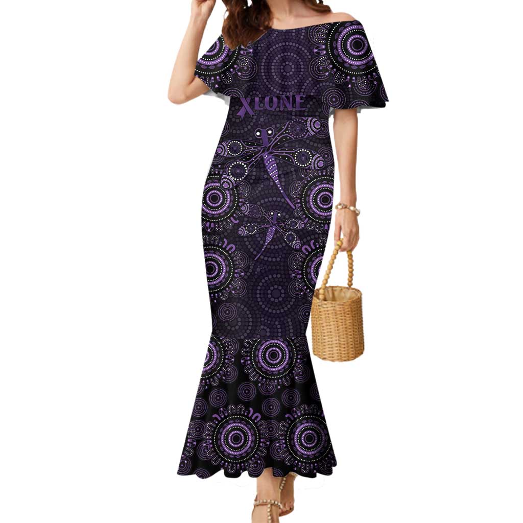 Purple Dragonfly Aboriginal of Hope Mermaid Dress Australian Epilepsy Awareness - Aussie Hoodie