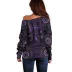 Purple Dragonfly Aboriginal of Hope Off Shoulder Sweater Australian Epilepsy Awareness - Aussie Hoodie