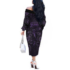 Purple Dragonfly Aboriginal of Hope Off The Shoulder Long Sleeve Dress Australian Epilepsy Awareness - Aussie Hoodie