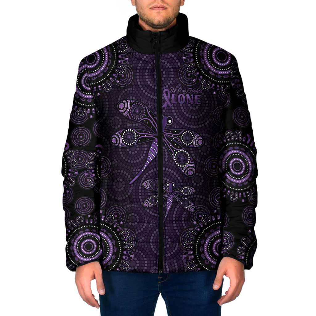 Purple Dragonfly Aboriginal of Hope Padded Jacket Australian Epilepsy Awareness - Aussie Hoodie