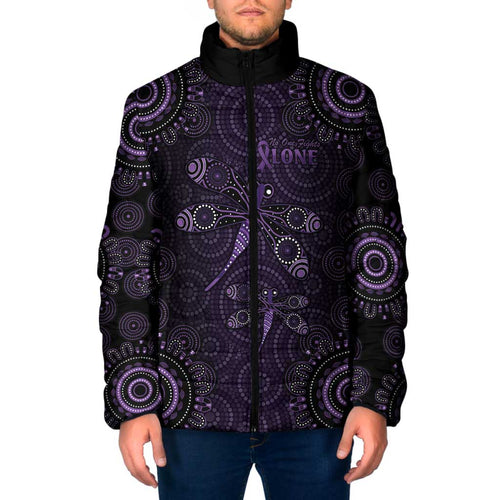 Purple Dragonfly Aboriginal of Hope Padded Jacket Australian Epilepsy Awareness - Aussie Hoodie