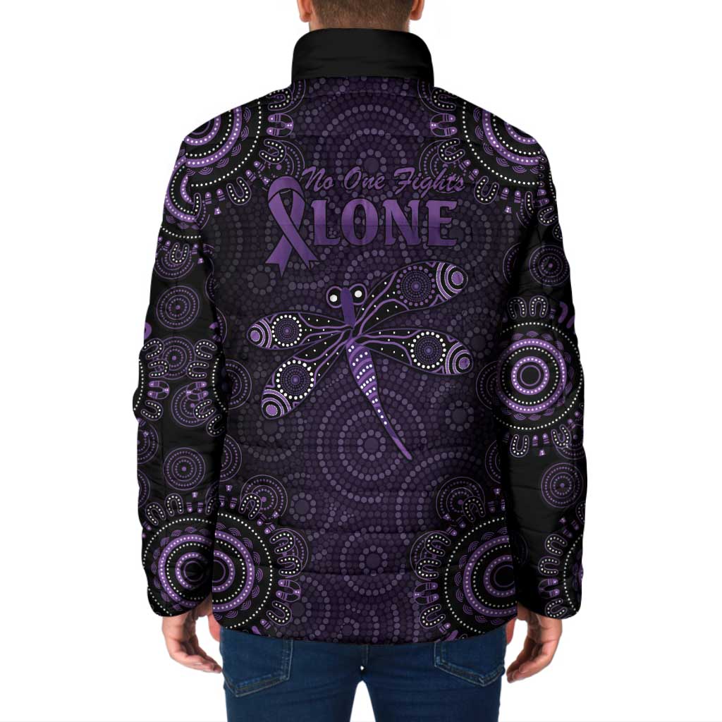 Purple Dragonfly Aboriginal of Hope Padded Jacket Australian Epilepsy Awareness - Aussie Hoodie