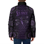 Purple Dragonfly Aboriginal of Hope Padded Jacket Australian Epilepsy Awareness - Aussie Hoodie