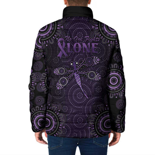 Purple Dragonfly Aboriginal of Hope Padded Jacket Australian Epilepsy Awareness - Aussie Hoodie