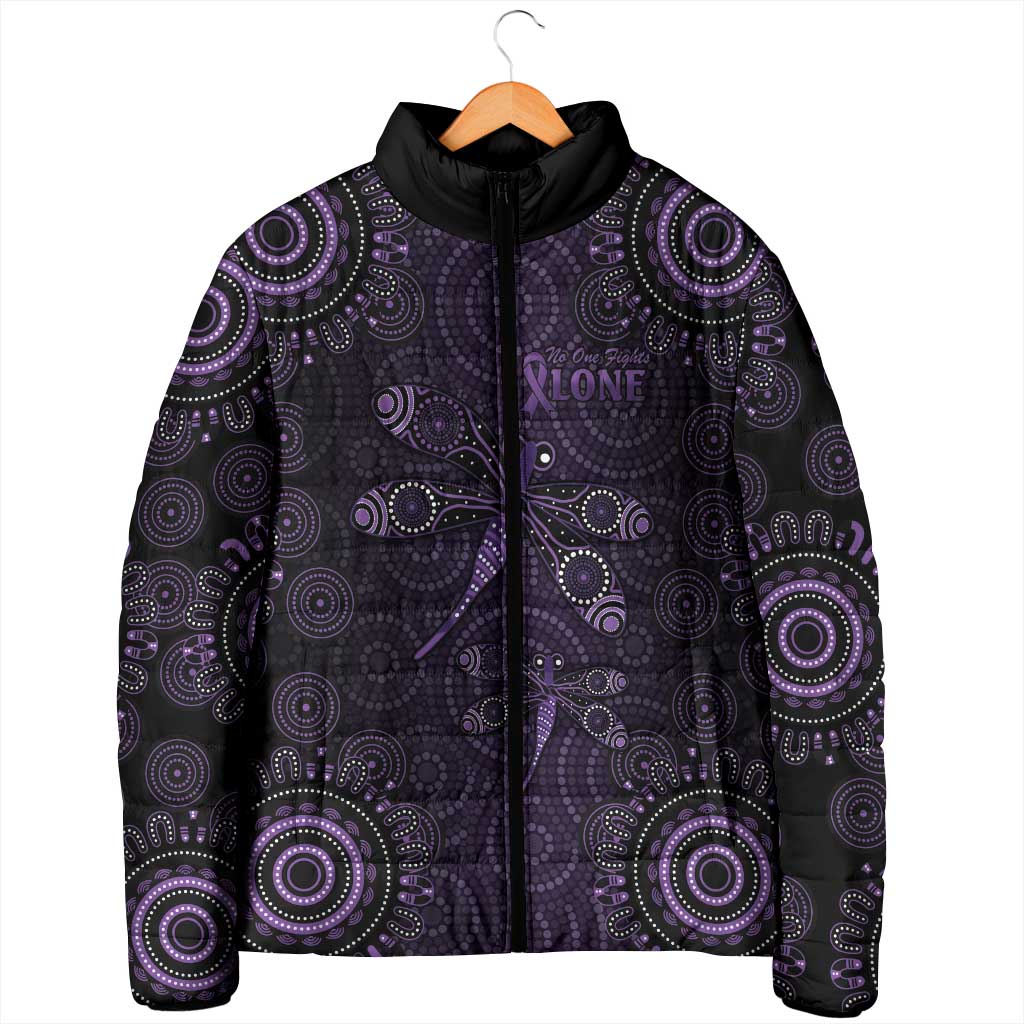 Purple Dragonfly Aboriginal of Hope Padded Jacket Australian Epilepsy Awareness - Aussie Hoodie