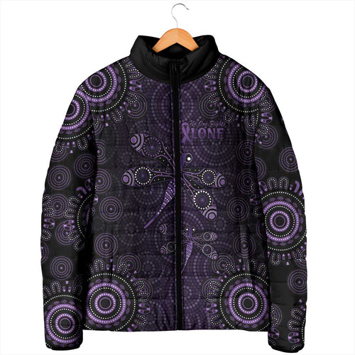 Purple Dragonfly Aboriginal of Hope Padded Jacket Australian Epilepsy Awareness - Aussie Hoodie