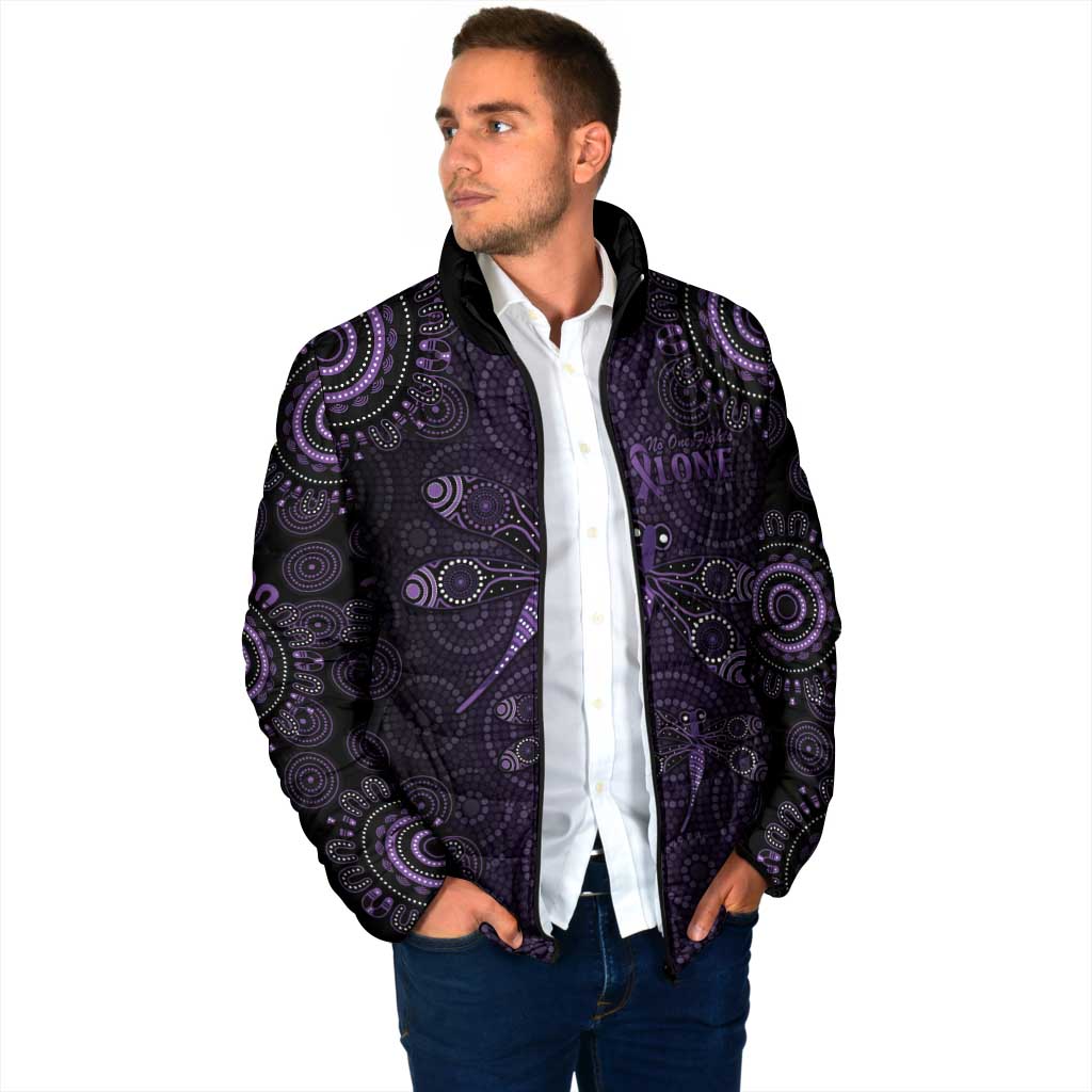 Purple Dragonfly Aboriginal of Hope Padded Jacket Australian Epilepsy Awareness - Aussie Hoodie