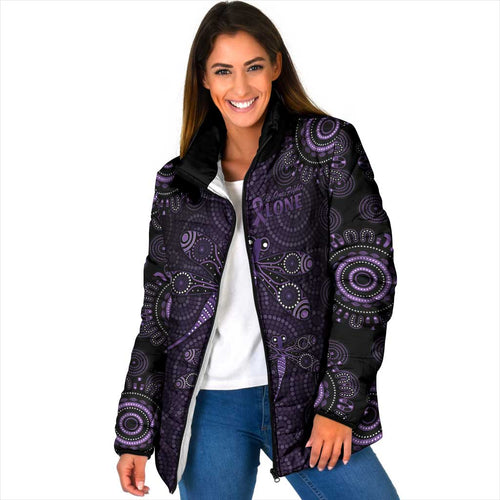 Purple Dragonfly Aboriginal of Hope Padded Jacket Australian Epilepsy Awareness - Aussie Hoodie