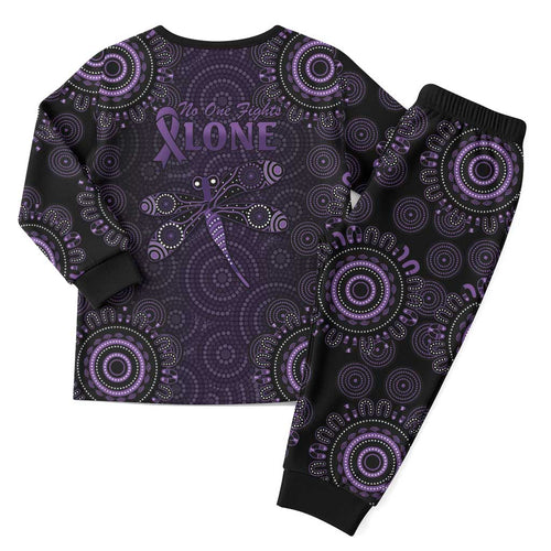 Purple Dragonfly Aboriginal of Hope Christmas Pajama Set Australian Epilepsy Awareness - Aussie Hoodie