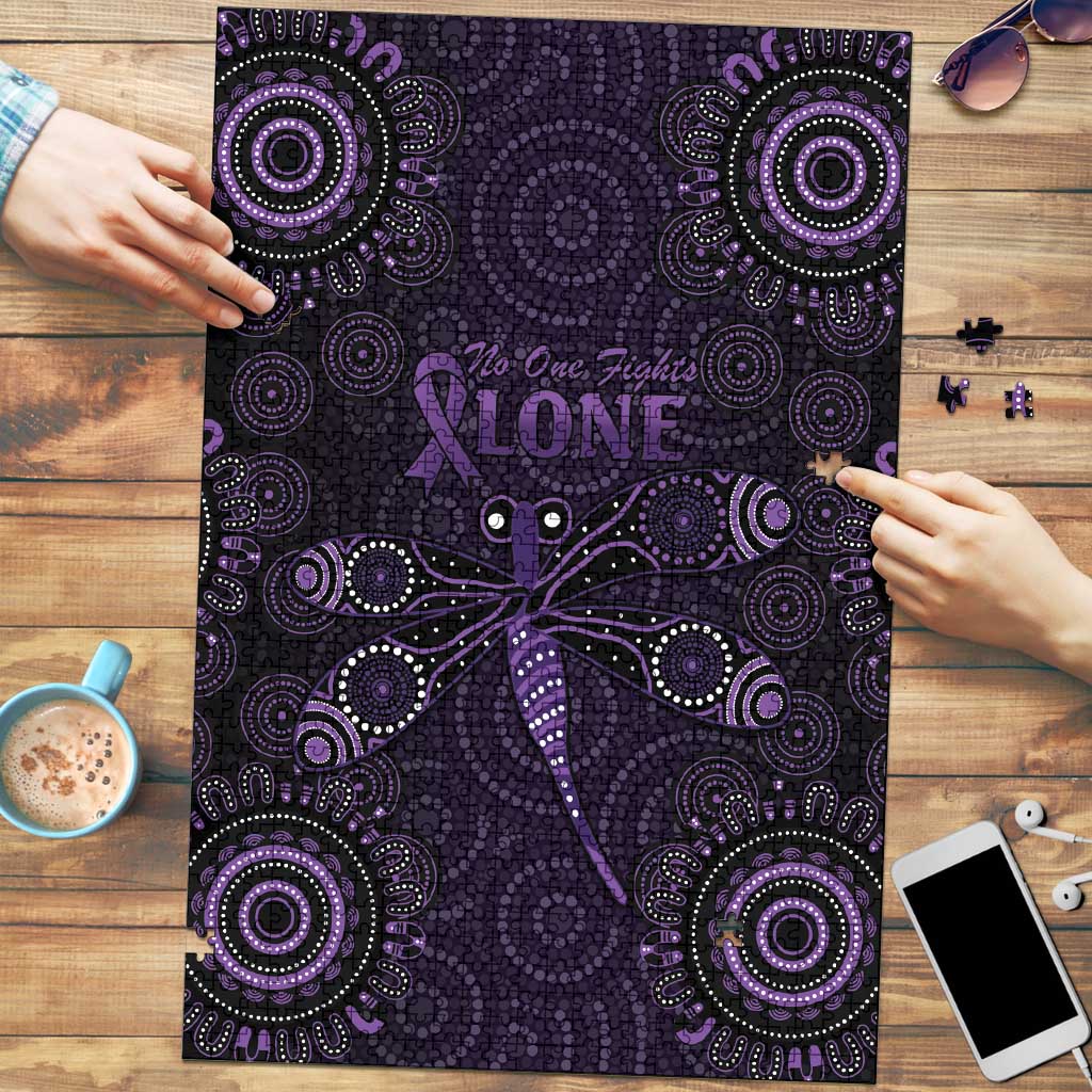 Purple Dragonfly Aboriginal of Hope Puzzle Australian Epilepsy Awareness - Aussie Hoodie