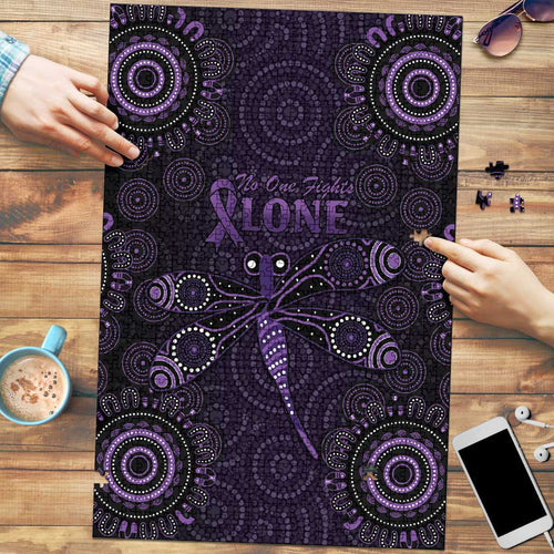 Purple Dragonfly Aboriginal of Hope Puzzle Australian Epilepsy Awareness - Aussie Hoodie