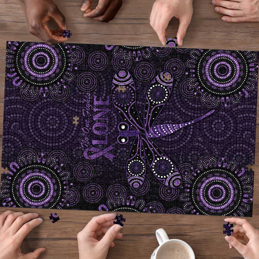 Purple Dragonfly Aboriginal of Hope Puzzle Australian Epilepsy Awareness - Aussie Hoodie
