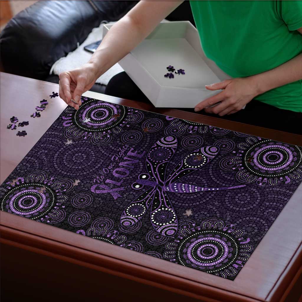 Purple Dragonfly Aboriginal of Hope Puzzle Australian Epilepsy Awareness - Aussie Hoodie