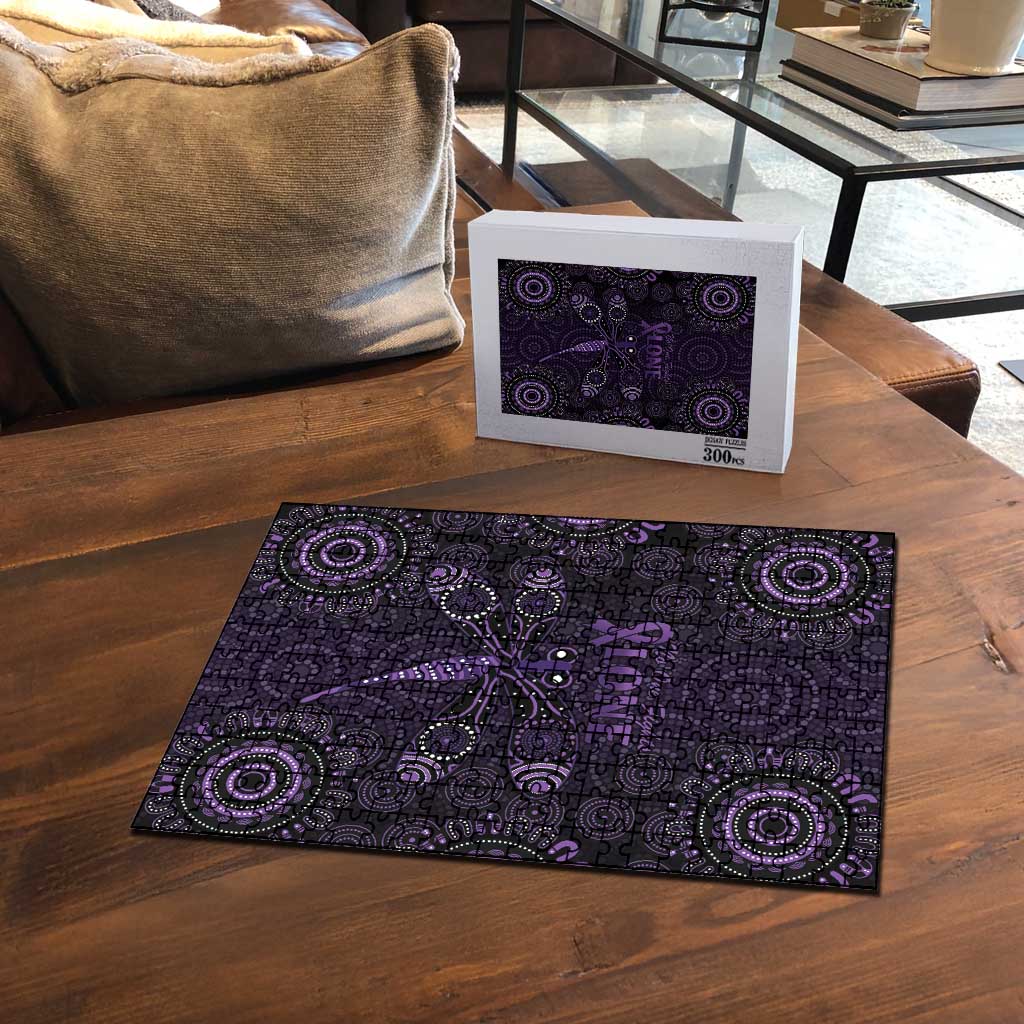 Purple Dragonfly Aboriginal of Hope Puzzle Australian Epilepsy Awareness - Aussie Hoodie
