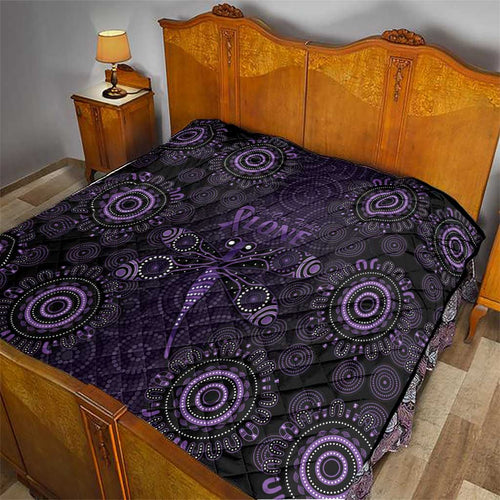 Purple Dragonfly Aboriginal of Hope Quilt Australian Epilepsy Awareness - Aussie Hoodie