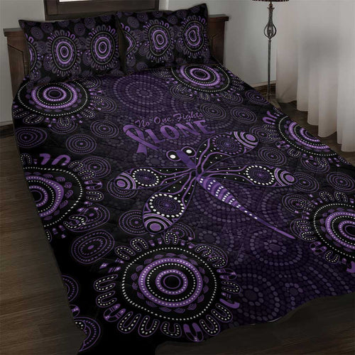Purple Dragonfly Aboriginal of Hope Quilt Bed Set Australian Epilepsy Awareness - Aussie Hoodie
