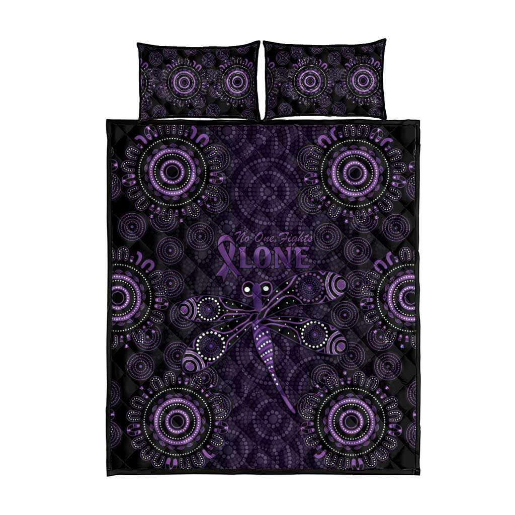 Purple Dragonfly Aboriginal of Hope Quilt Bed Set Australian Epilepsy Awareness - Aussie Hoodie