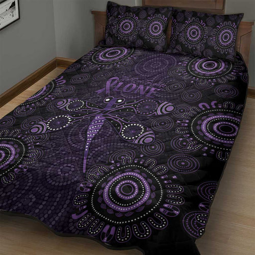 Purple Dragonfly Aboriginal of Hope Quilt Bed Set Australian Epilepsy Awareness - Aussie Hoodie
