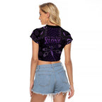 Purple Dragonfly Aboriginal of Hope Raglan Cropped T Shirt Australian Epilepsy Awareness - Aussie Hoodie