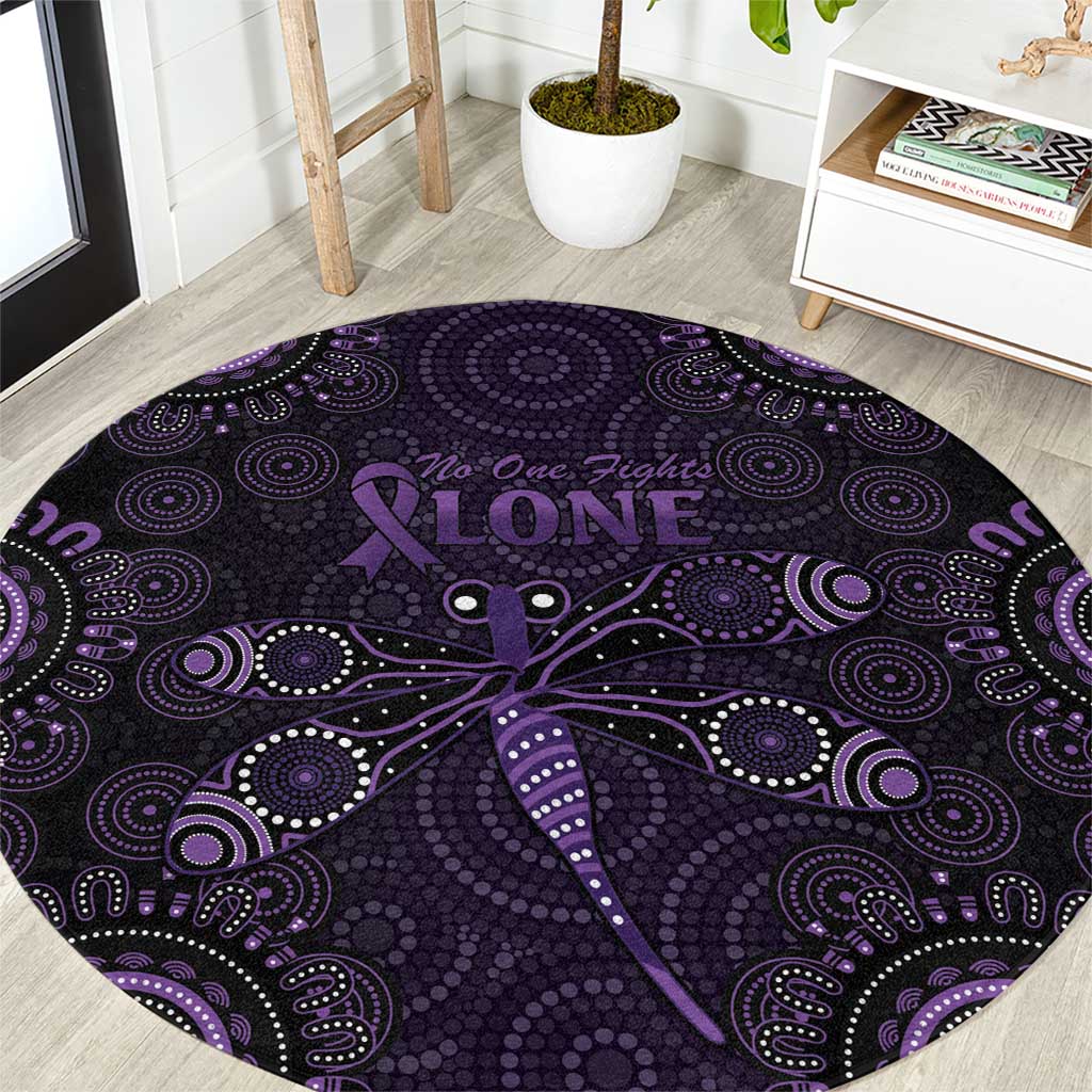 Purple Dragonfly Aboriginal of Hope Round Carpet Australian Epilepsy Awareness - Aussie Hoodie