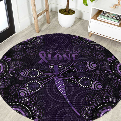Purple Dragonfly Aboriginal of Hope Round Carpet Australian Epilepsy Awareness - Aussie Hoodie