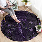 Purple Dragonfly Aboriginal of Hope Round Carpet Australian Epilepsy Awareness - Aussie Hoodie