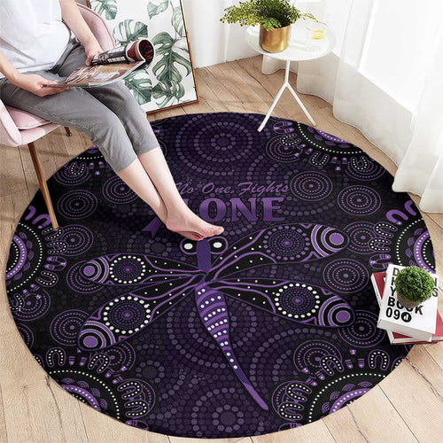 Purple Dragonfly Aboriginal of Hope Round Carpet Australian Epilepsy Awareness - Aussie Hoodie