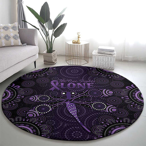Purple Dragonfly Aboriginal of Hope Round Carpet Australian Epilepsy Awareness - Aussie Hoodie