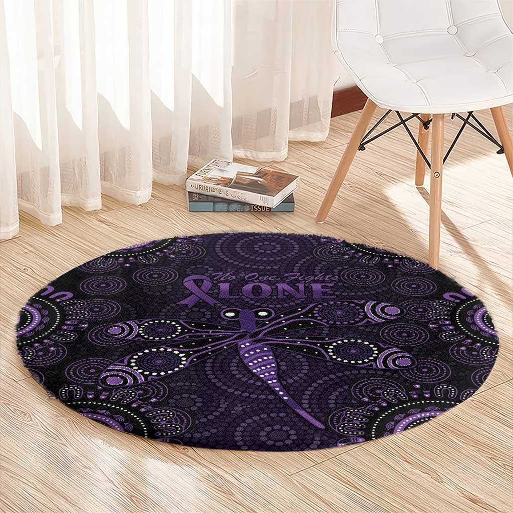 Purple Dragonfly Aboriginal of Hope Round Carpet Australian Epilepsy Awareness - Aussie Hoodie