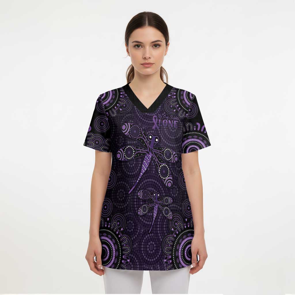 Purple Dragonfly Aboriginal of Hope Scrub Top Australian Epilepsy Awareness - Aussie Hoodie
