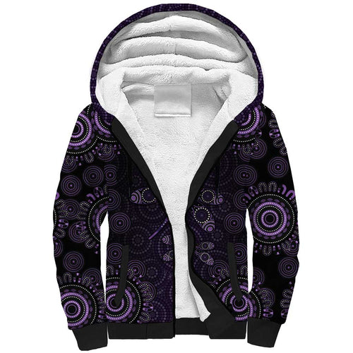 Purple Dragonfly Aboriginal of Hope Sherpa Hoodie Australian Epilepsy Awareness - Aussie Hoodie